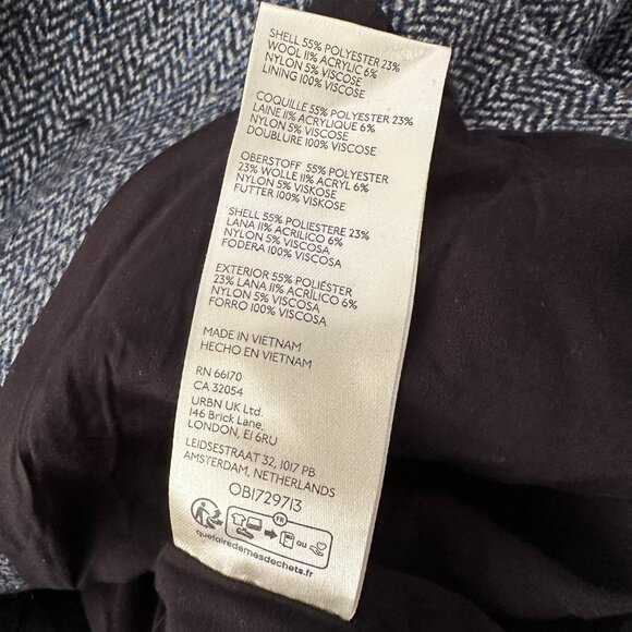 Free People Tailored Heritage Double Breasted Blazer Blue SMALL Herringbone - Picture 6 of 6